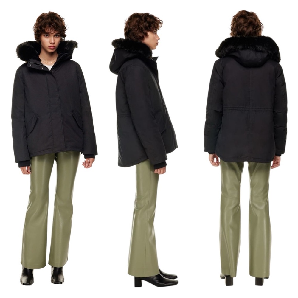 Aritzia Wilfred Mont Blanc Short Parka Goose Down Black Winter Jacket Women’s M - Picture 3 of 17